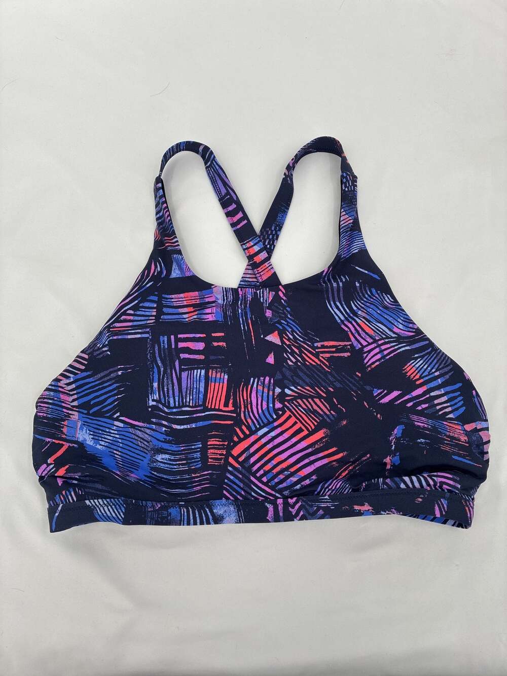 Title Nine Woman Up High Neck Bikini Top Blue Print Large